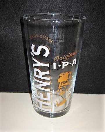 beer glass from the Wadworth brewery in England with the inscription 'Wadworth Henry's Original I.P.A'
