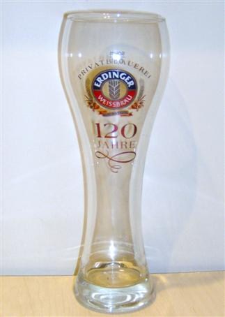 beer glass from the Erdinger  brewery in Germany with the inscription 'Privatbrauerei Eedinger Weissbrau 120 Jahre '