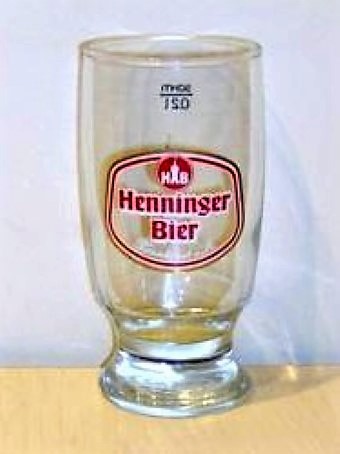 beer glass from the Henninger brewery in Germany with the inscription 'HB Henninger Bier Frankfurt AM'