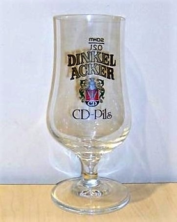 beer glass from the Dinkelacker-Schwabenbraeu brewery in Germany with the inscription 'Dinkel Acker CD-Pils'