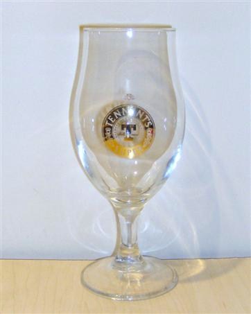 beer glass from the Tennent's brewery in Scotland with the inscription 'Tennernt's Super Brewers Of Quality Lagers Since1885'