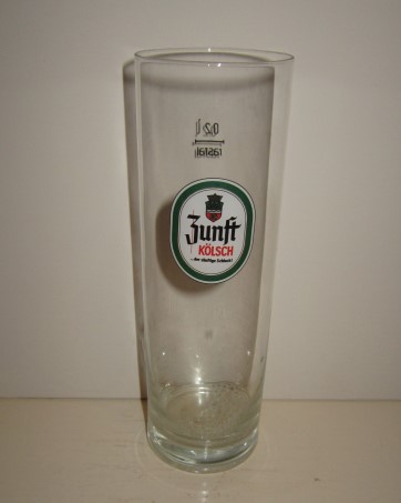 beer glass from the Erzquell Biestein brewery in Germany with the inscription 'Zunft Kolsch'