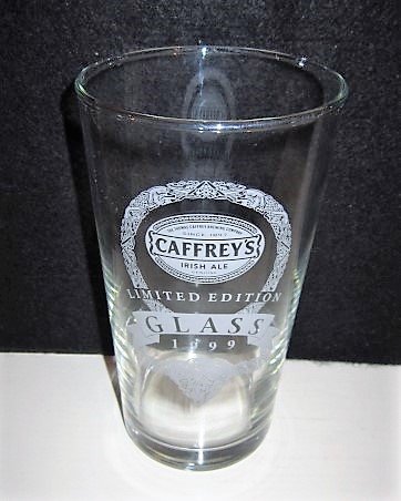 beer glass from the Caffrey's brewery in Northern Ireland with the inscription 'Caffrey's Irish Ale Limited Edition Glass 1999'