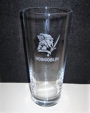 beer glass from the Wychwood  brewery in England with the inscription 'Hobgoblin '