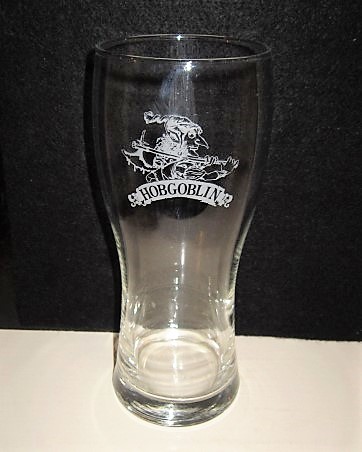 beer glass from the Wychwood  brewery in England with the inscription 'Hobgoblin '