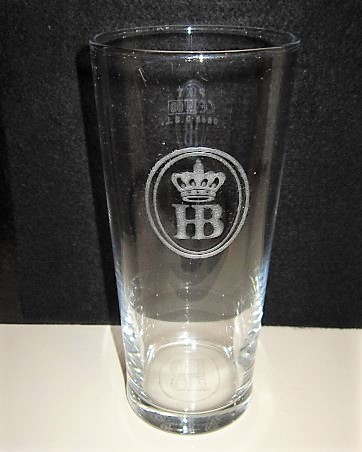 beer glass from the Hall & Woodhouse brewery in England with the inscription 'HB'