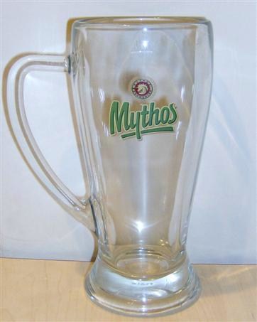 beer glass from the Mythos brewery in Greece with the inscription 'Mythos '