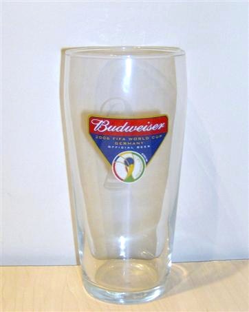 beer glass from the Anheuser Busch brewery in U.S.A. with the inscription 'Budweiser 2006 Fifa World Cup Germany Official Beer'