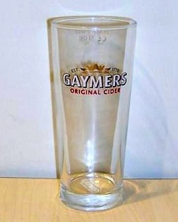 beer glass from the Matthew Clark  brewery in England with the inscription 'Gaymers Original Cider'