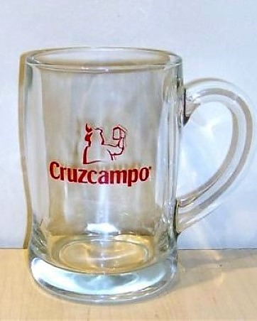 beer glass from the Cruzcampo brewery in Spain with the inscription 'Cruzcampo'