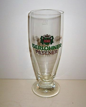 beer glass from the Iserlohner  brewery in Germany with the inscription 'Iserlohner Pilsner'
