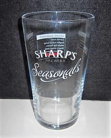 beer glass from the Sharp's brewery in England with the inscription 'Sharp's Brewery Seasonals'