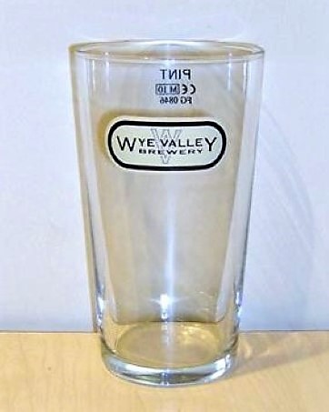 beer glass from the Wye Valley  brewery in England with the inscription 'Wye Valley Brewery'