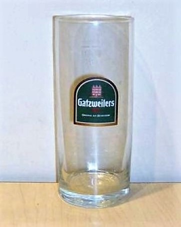 beer glass from the Gatzweiler Brauhaus brewery in Germany with the inscription 'Gatzweilers Alt Oprignal Aus Dusseldorf'
