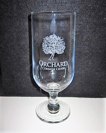 beer glass from the Sharp's brewery in England with the inscription 'Sharp's Brewery Cornish Orchards'