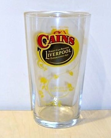 beer glass from the Robert Cain's brewery in England with the inscription 'Cains Robert Cain Berewery Liverpool Established 1850'