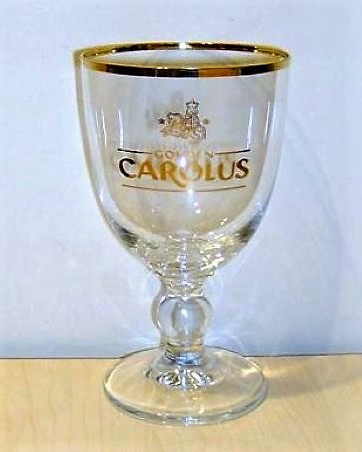 beer glass from the Het Anker brewery in Belgium with the inscription 'Gouden Carolus'