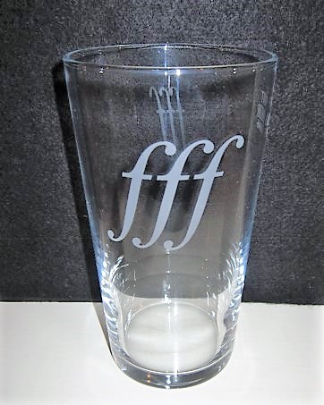 beer glass from the Triple FFF brewery in England with the inscription 'FFF'