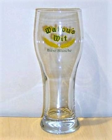 beer glass from the Watou's  brewery in Belgium with the inscription 'Watou's Mit Biere Blanche'