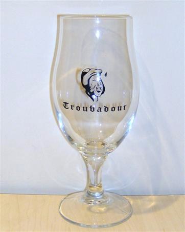 beer glass from the The Musketeers brewery in Belgium with the inscription 'Troubadour'