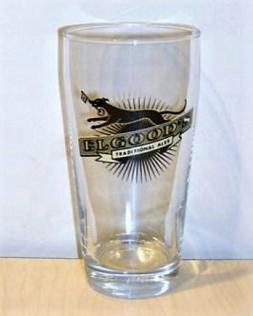 beer glass from the Elgood's brewery in England with the inscription 'Elgood's Traditional Ales'