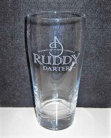 beer glass from the Andwell  brewery in England with the inscription 'Ruddy Darter'