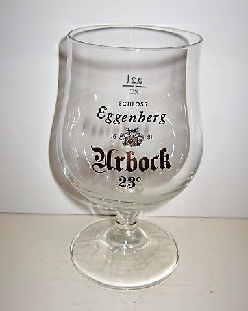 beer glass from the Eggenberger  brewery in Austria with the inscription 'Schloss Eggenberg 1681 Urbock 23'