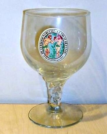 beer glass from the Hoegaarden  brewery in Belgium with the inscription 'De Verboden Vrucht Le Fruit Defendu De Kluis Hoegaarden'