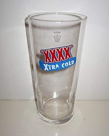 beer glass from the Castlemaine brewery in Australia with the inscription 'XXXX Xtra Cold'