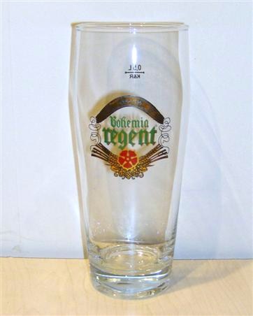 beer glass from the Bohemia Regent brewery in Czech Republic with the inscription 'Anno 1379 Bohemia Regent'