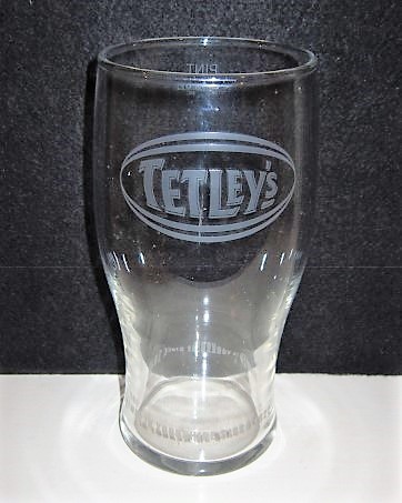 beer glass from the Tetley's brewery in England with the inscription 'Tetleys Brewed In Yorkshire Since 1822'