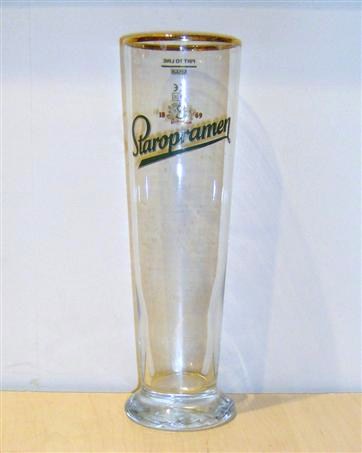 beer glass from the Staropramen brewery in Czech Republic with the inscription '1869 Staropramen'