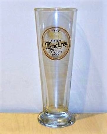beer glass from the Menabrea brewery in Italy with the inscription 'Menabrea Italia Birra Beer Biere'