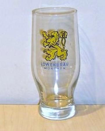 beer glass from the Lowenbrau brewery in Germany with the inscription 'Lowenbrau Munchen'