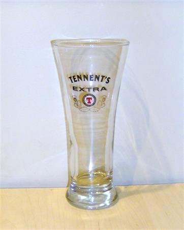 beer glass from the Tennent's brewery in Scotland with the inscription 'Tennernt's Extra Brewers Of Quality Lagers Since1885'