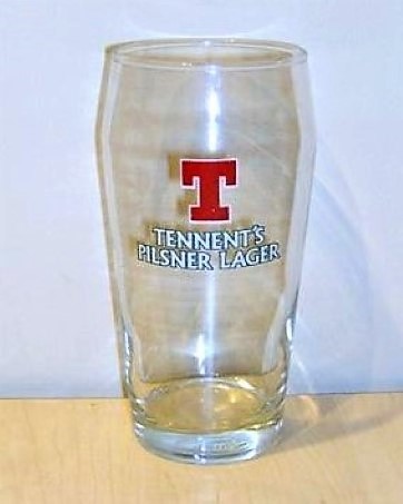 beer glass from the Tennent's brewery in Scotland with the inscription 'Tennent's Pilsner Lager'