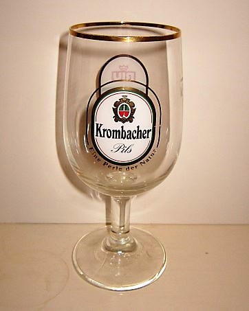 beer glass from the Krombacher brewery in Germany with the inscription 'Krombacher Eine Perle Der Natur'