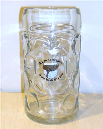 beer glass from the Alken-Maes  brewery in Belgium with the inscription 'Brugs Tarwebier Blanche De Bruges'