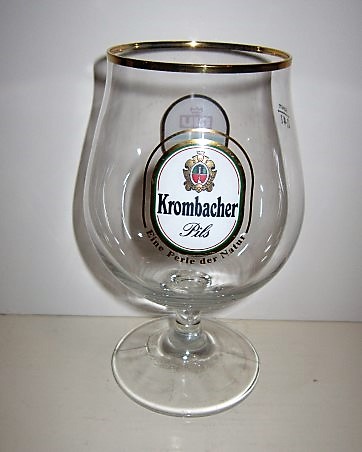 beer glass from the Krombacher brewery in Germany with the inscription 'Krombacher Eine Perle Der Natur'
