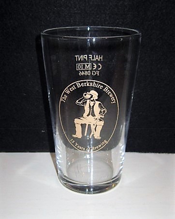 beer glass from the The West Berkshire Brewery brewery in England with the inscription 'The West Berkshire Brewery 15 Years Of Brewing'