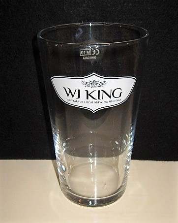 beer glass from the WJ KING  brewery in England with the inscription 'WJ KING 200 Years Of Local Brewing Heritage '