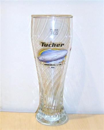 beer glass from the Tucher Brau brewery in Germany with the inscription 'Tucher Hindenburg LZ 129 1936'