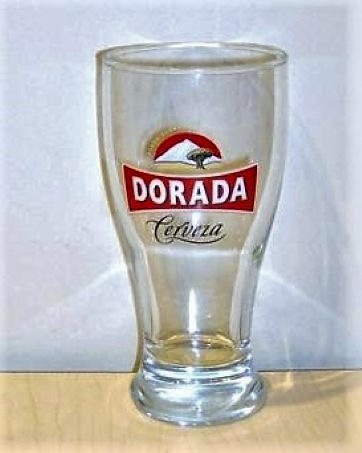 beer glass from the Compania Cervecera de Canarias brewery in Spain with the inscription 'Cerveze Elaborada En Canarias Dorada Cerveza'