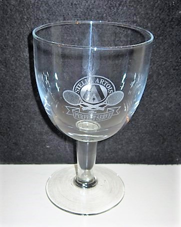 beer glass from the Stella Artois brewery in Belgium with the inscription 'Stella Artois The Perfect Serve'