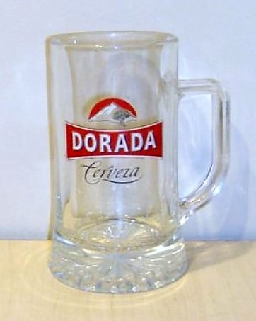 beer glass from the Compania Cervecera de Canarias brewery in Spain with the inscription 'Dorada Cerveza'