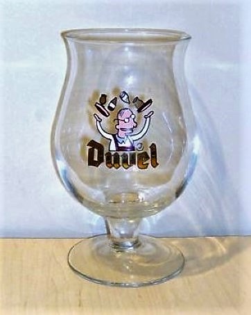 beer glass from the Duvel Moortgat brewery in Belgium with the inscription 'Duvel'