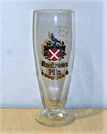 beer glass from the Dab brewery in Germany with the inscription 'Andreas Pils'