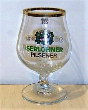 beer glass from the Iserlohner  brewery in Germany with the inscription 'Iserlohner Pilsner'