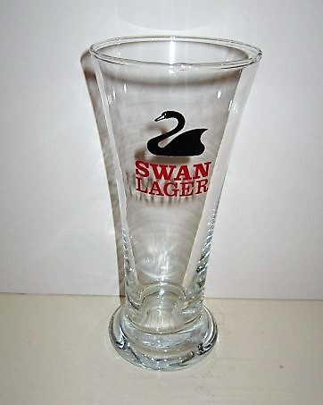 beer glass from the Swan brewery in Australia with the inscription 'Swan Lager'