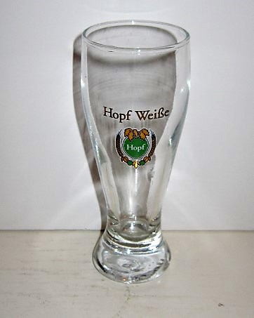 beer glass from the Hopf brewery in Germany with the inscription 'Hopf Weie Hopf'
